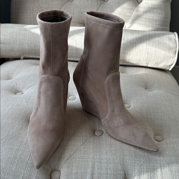 Stuart Weitzman Tan (Cashmere) Suede Wedge Boots Sz 7.5 US - Picture 4 of 13